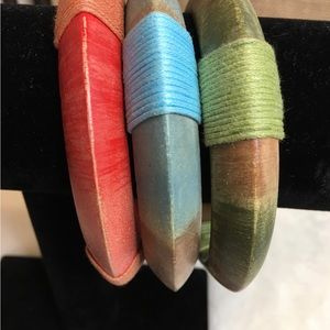 SET OF 3 - HANDMADE WOOD BANGLE BRACELETS FROM INDIA
